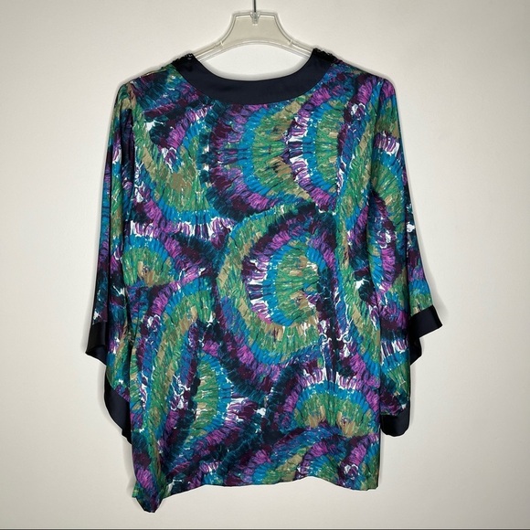 Dana Bachman Water Colors Asymmetric Sleeves Sequin Around Neckline Tunic SZ XL - Picture 12 of 14